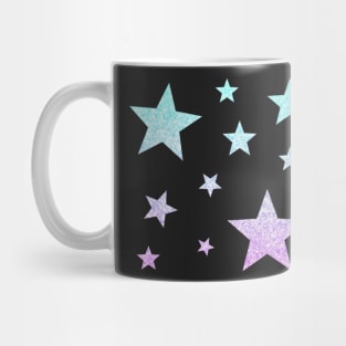 Light Blue Purple Ombre Faux Glitter Stars Mug